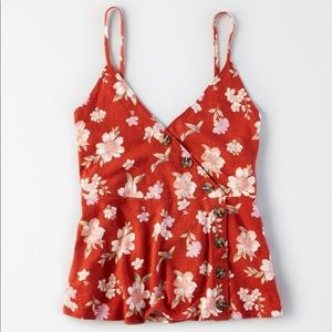 American Eagle Surplice Babydoll Top Button Down